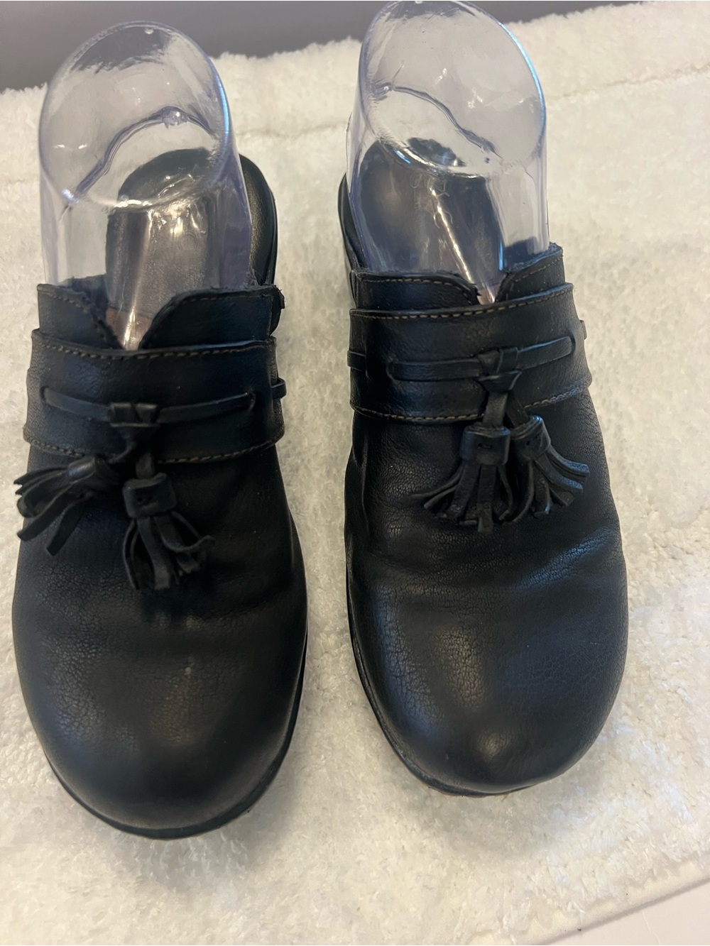 boc Black Leather Tassel Loafers